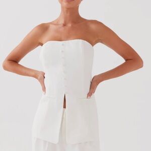 Peppermayo Exclusive - Riveria Tailored Strapless Top - Ivory/White